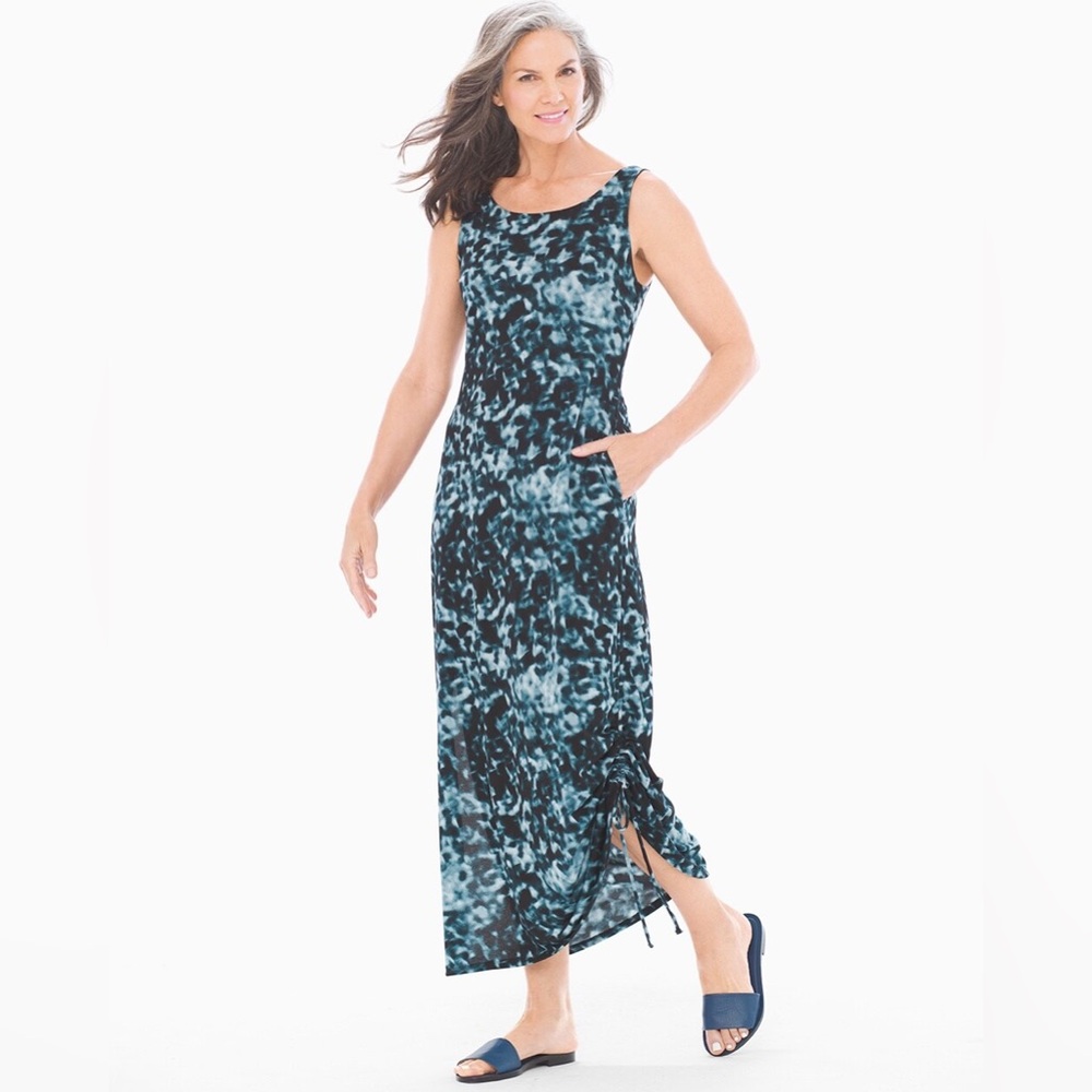 Soma Teal and Black Printed Maxi Dress